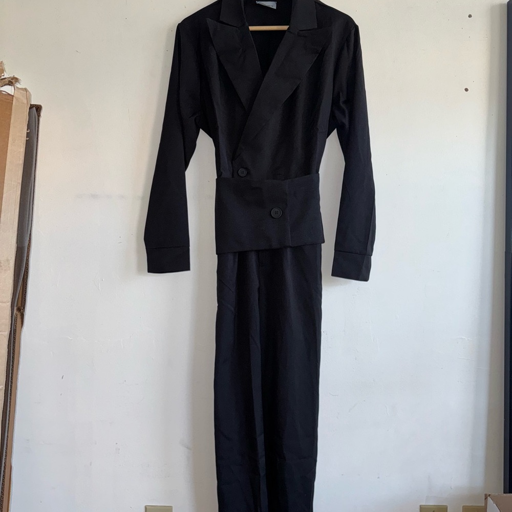 Black Double-Breasted Jumpsuit Romper